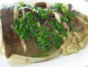 Cá bớp hấp mỡ hành